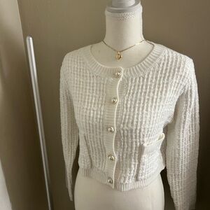 Jessica Simpson White Textured Cardigan
